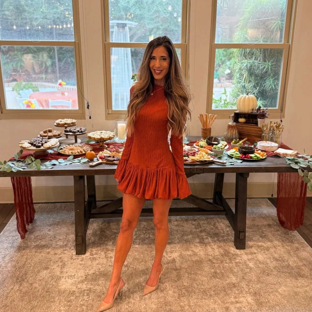 Selfie Leslie Terracotta Long Sleeve Dress - Picture 1 of 4